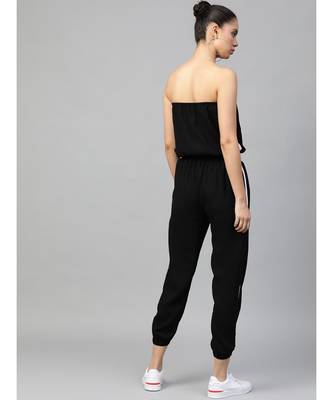 Black Side Tape Tube Bardot Jumpsuit 3