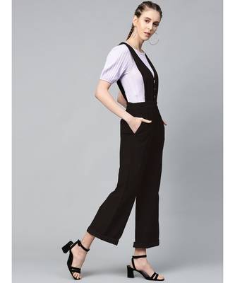 Black Corduroy Buttoned Dungaree 2
