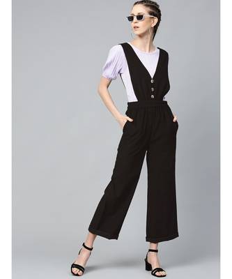 Black Corduroy Buttoned Dungaree 4