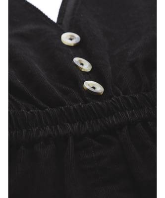 Black Corduroy Buttoned Dungaree 5