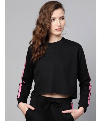 Black Double Tape Boxy Crop Sweatshirt 1