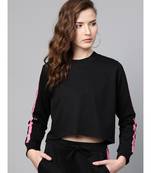 Black Double Tape Boxy Crop Sweatshirt