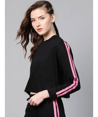 Black Double Tape Boxy Crop Sweatshirt 2