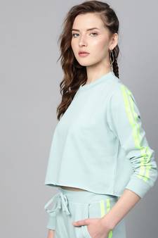 Sea Green Double Tape Boxy Crop Sweatshirt