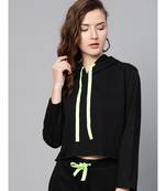 Black Boxy Crop Sweatshirt Hoodie