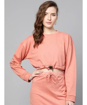 Peach Drawstring Crop Sweatshirt 1
