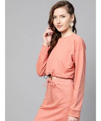 Peach Drawstring Crop Sweatshirt 2