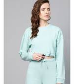 Sea Green Drawstring Crop Sweatshirt