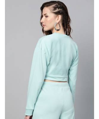 Sea Green Drawstring Crop Sweatshirt 3