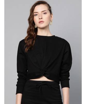 Black Terry Twisted Crop Sweatshirt 1