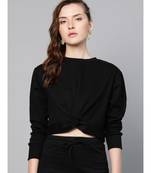 Black Terry Twisted Crop Sweatshirt