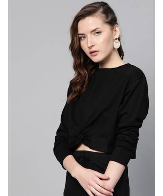 Black Terry Twisted Crop Sweatshirt 2