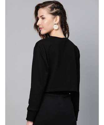 Black Terry Twisted Crop Sweatshirt 3