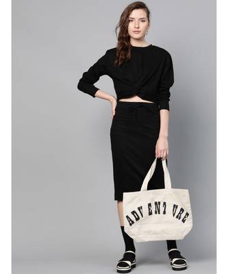 Black Terry Twisted Crop Sweatshirt 4