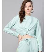 Sea Green Terry Twisted Crop Sweatshirt