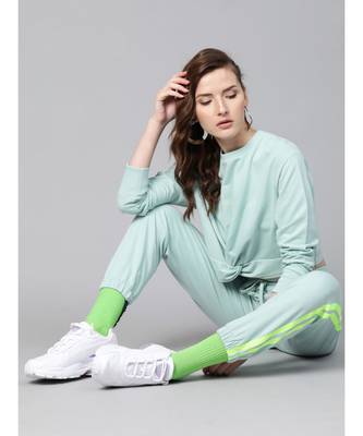 Sea Green Terry Twisted Crop Sweatshirt 4
