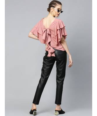 Dusty Pink Frilly Sleeve Back Detail Top 4
