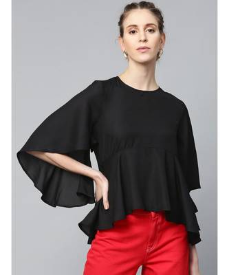 Black Flared Sleeve Cape Top 1