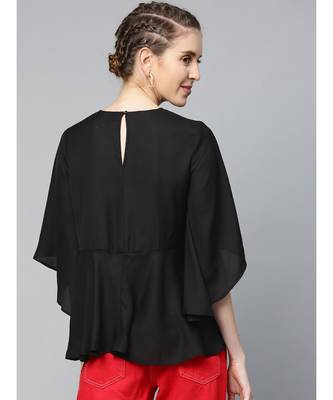 Black Flared Sleeve Cape Top 3