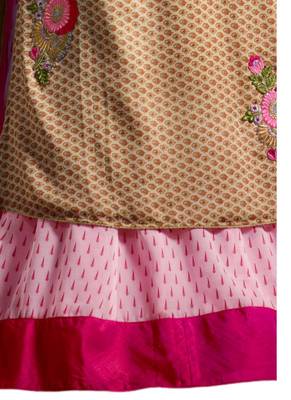 Beige Embroidered Georgette semi stitched sawlar with dupatta 3