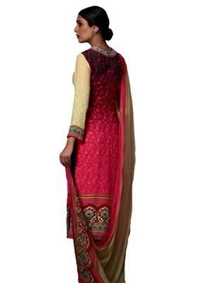 Beige Printed cotton semi stitched sawlar with dupatta 2
