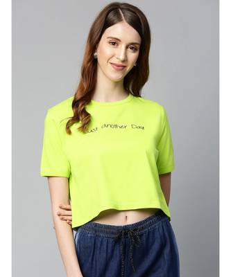 Neon Green Just-Another-Day Crop T-Shirt 1