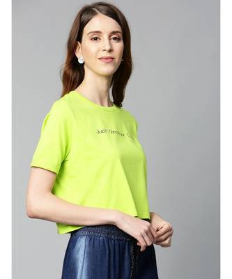 Neon Green Just-Another-Day Crop T-Shirt 2