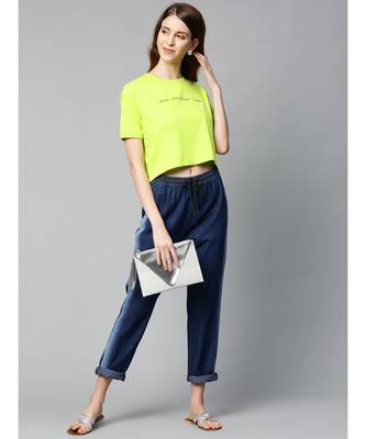 Neon Green Just-Another-Day Crop T-Shirt 4