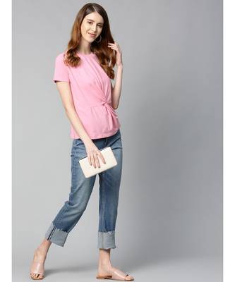 Pink Twisted Knot Regular T-Shirt 4