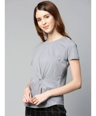 Grey Twisted Knot Regular T-Shirt 2