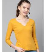 Mustard Rib V-Neck T-Shirt