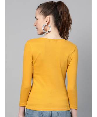 Mustard Rib V-Neck T-Shirt 3