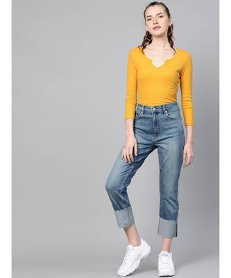 Mustard Rib V-Neck T-Shirt 4