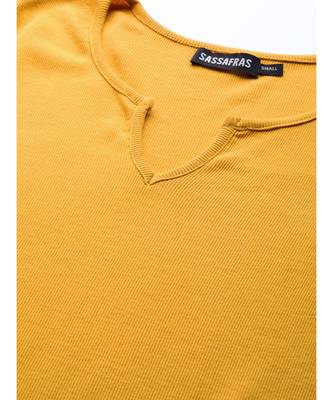 Mustard Rib V-Neck T-Shirt 5