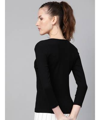 Black Rib V-Neck T-Shirt 3