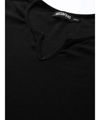 Black Rib V-Neck T-Shirt 5