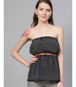 Black Denim Acid Wash Tube Top