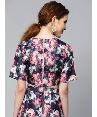 Navy Floral Crop Top 3