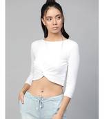 White Rib Twisted Knot Crop Top