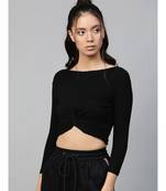 Black Rib Twisted Knot Crop Top