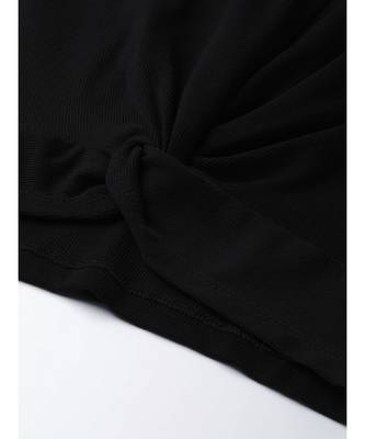 Black Rib Twisted Knot Crop Top 5
