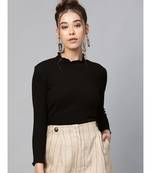 Black Rib Turtle Neck Crop Top