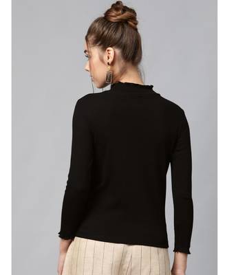 Black Rib Turtle Neck Crop Top 3