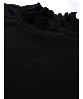 Black Rib Turtle Neck Crop Top 5