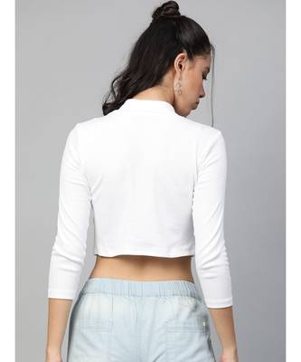 White Rib Turtle Neck Crop Top 3