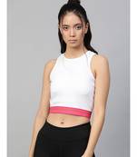 White Rib Contrast Tape Crop Top