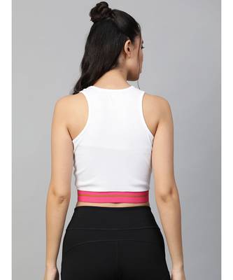 White Rib Contrast Tape Crop Top 3