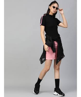 Black Rib High Neck Shoulder Tape Top 4