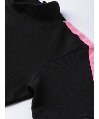 Black Rib High Neck Shoulder Tape Top 5