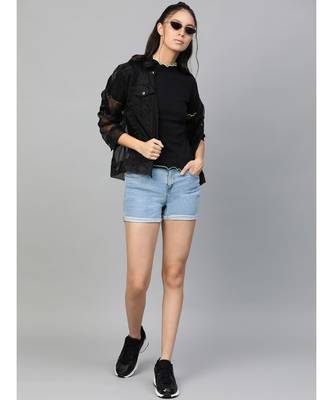 Black Rib Contrast Stitch High Neck Top 4